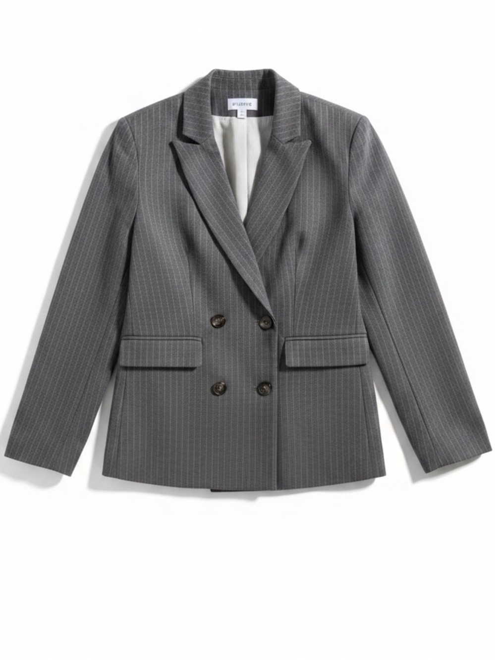 EVEREVE Double-Breasted Annie Blazer Pinstripe Gray White Medium *Blazer ONLY